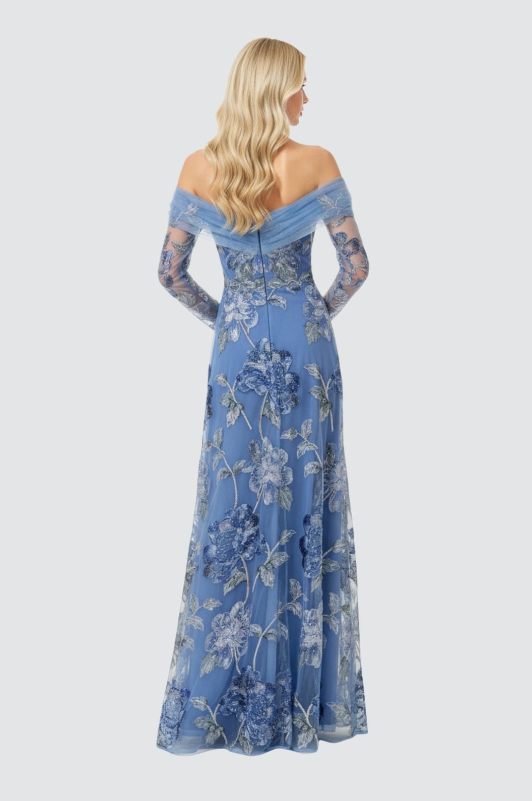 Twilight Hydrangea Off-Shoulder Gown