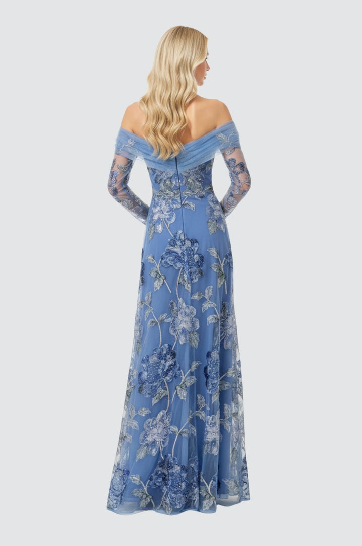 Twilight Hydrangea Off-Shoulder Gown
