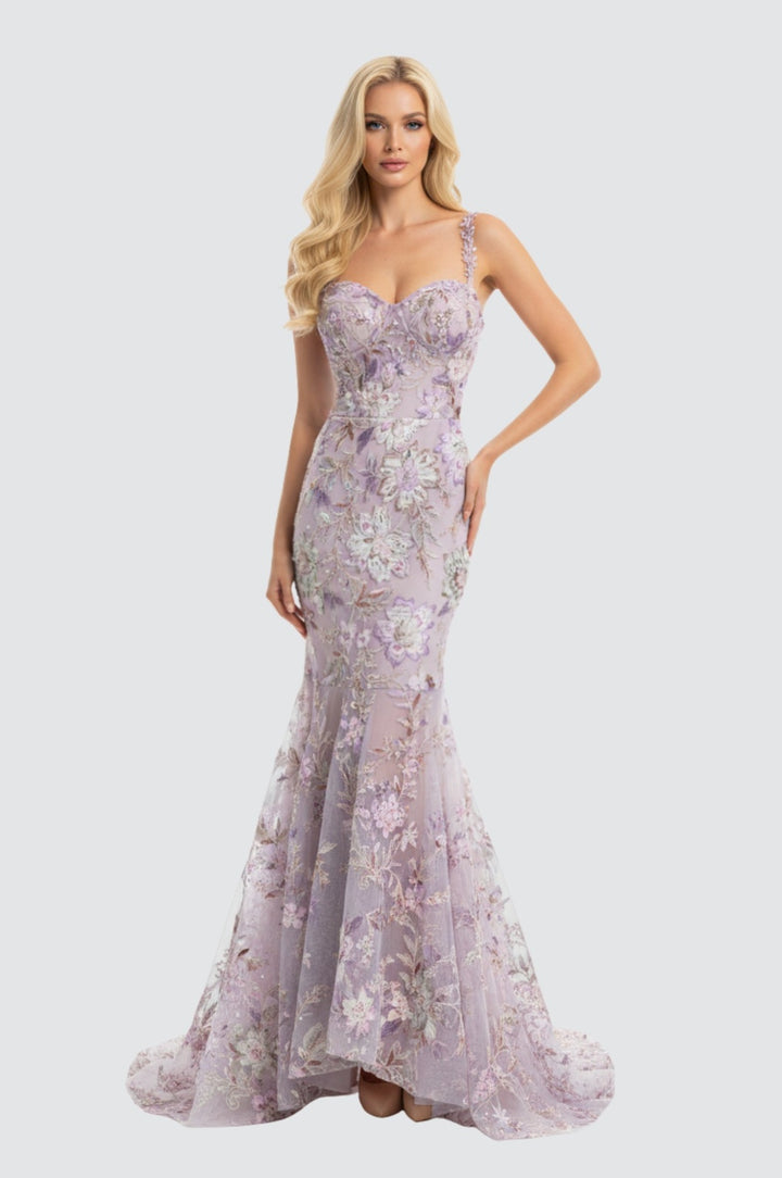 Lilac Bloom Mermaid Gown