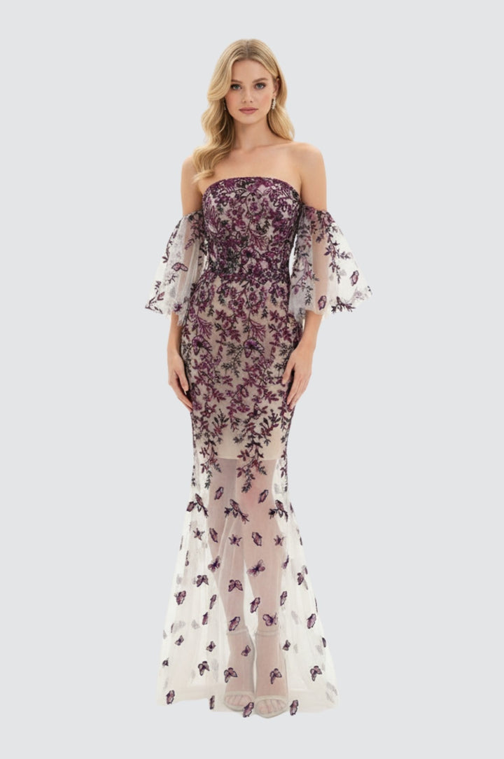 Butterfly Bell-Sleeve Gown