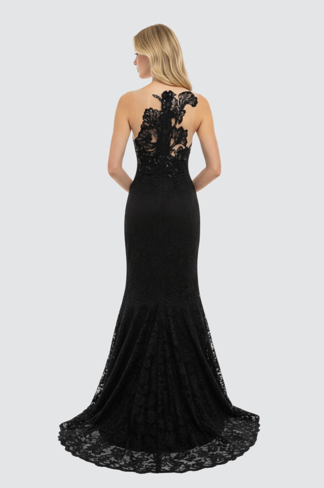 Noir Blossom Lace Mermaid Gown
