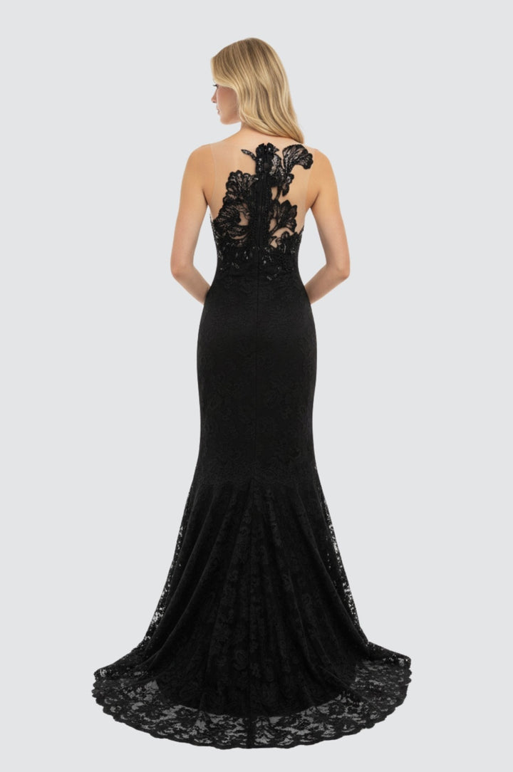 Noir Blossom Lace Mermaid Gown