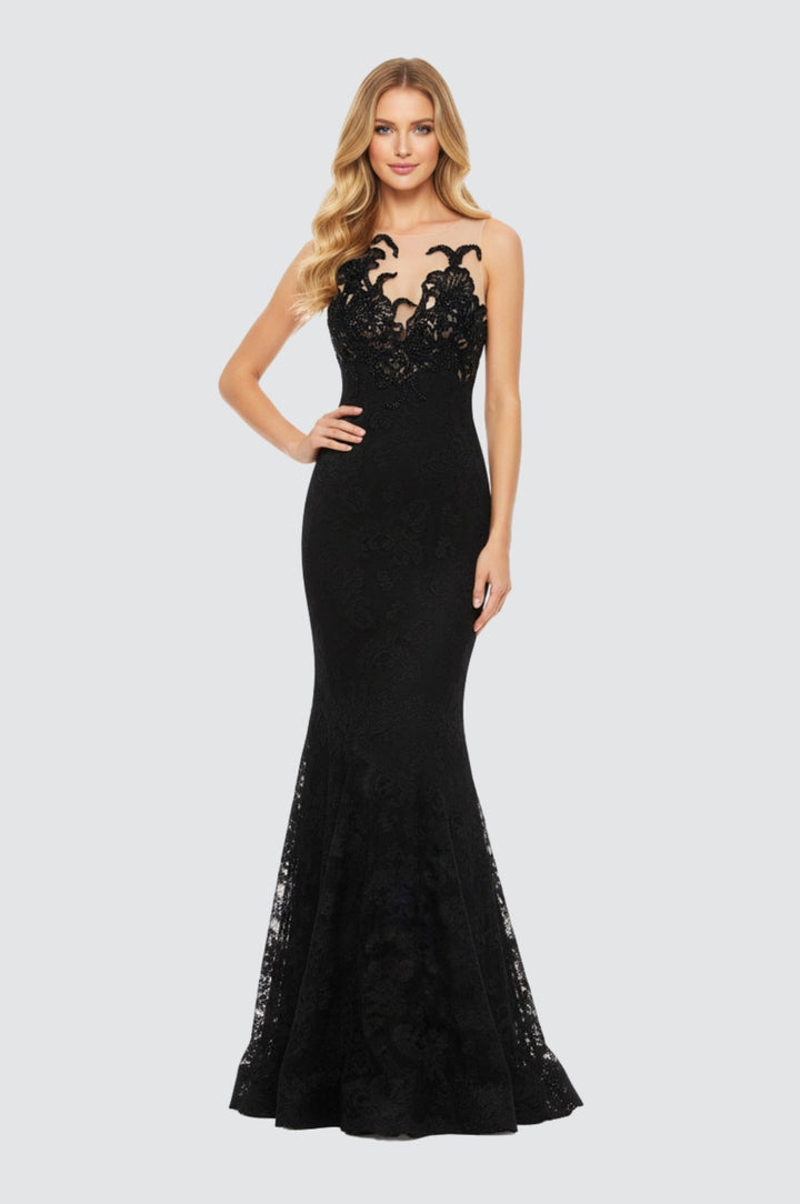 Noir Blossom Lace Mermaid Gown