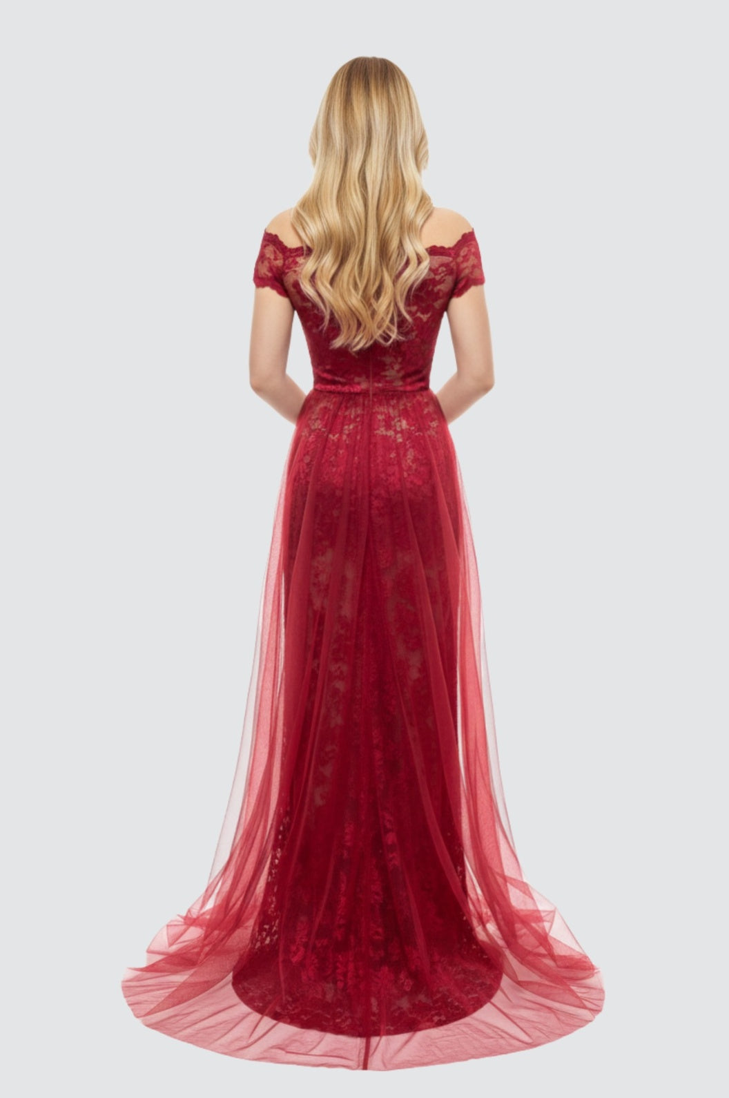 Jester Red Off-Shoulder Gown