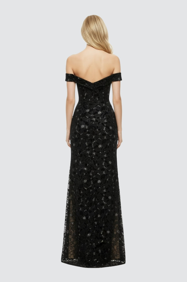 Black Velvet Off-Shoulder Gown