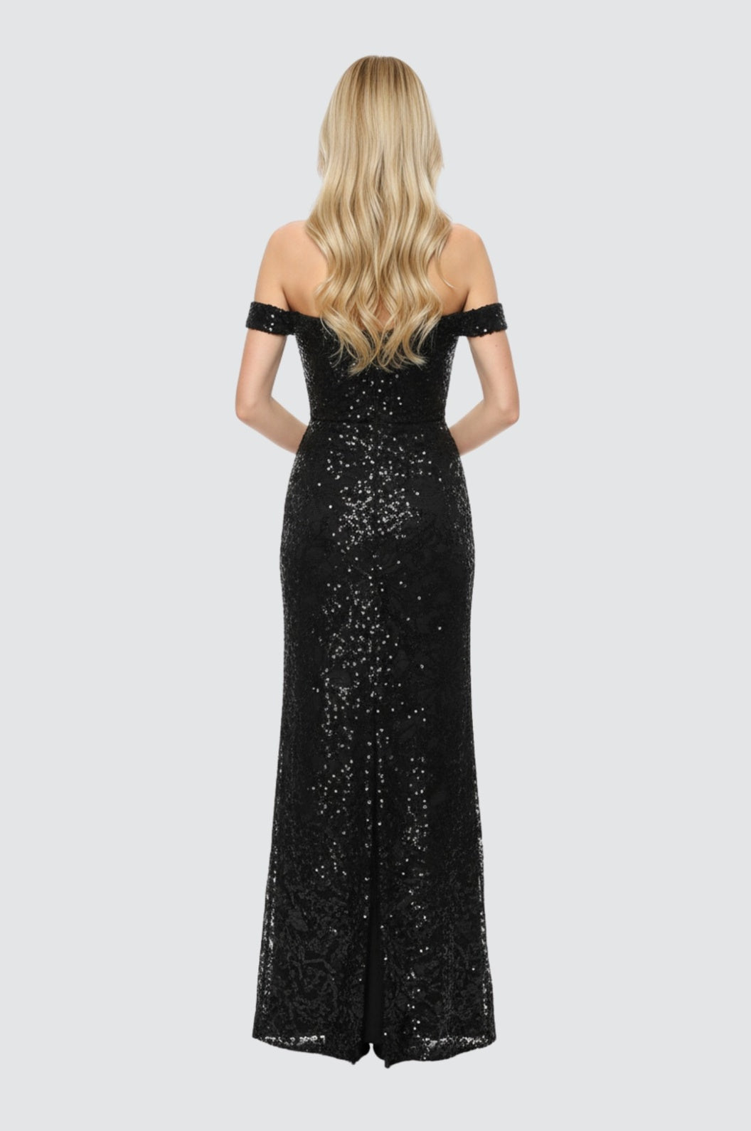 Midnight Sequin Off-Shoulder Gown