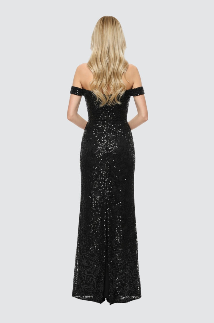 Midnight Sequin Off-Shoulder Gown