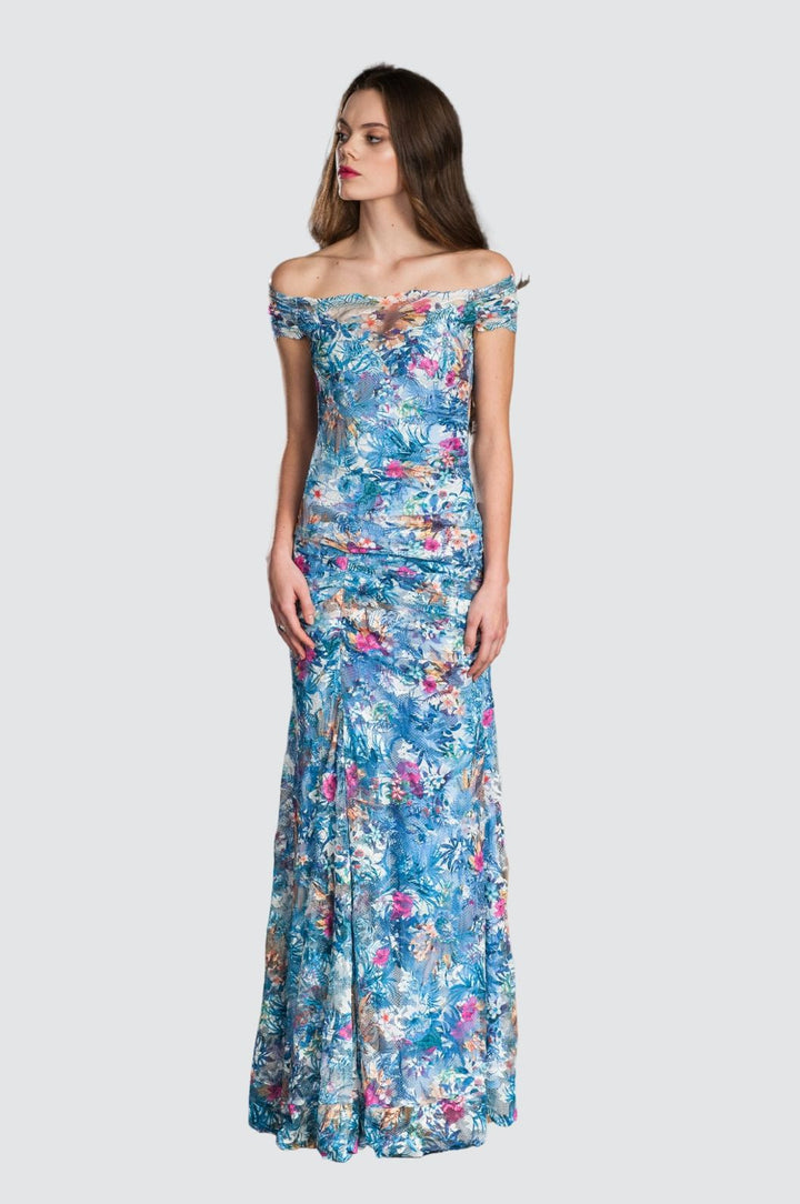 Langes, klassisches Off-Shoulder-Kleid