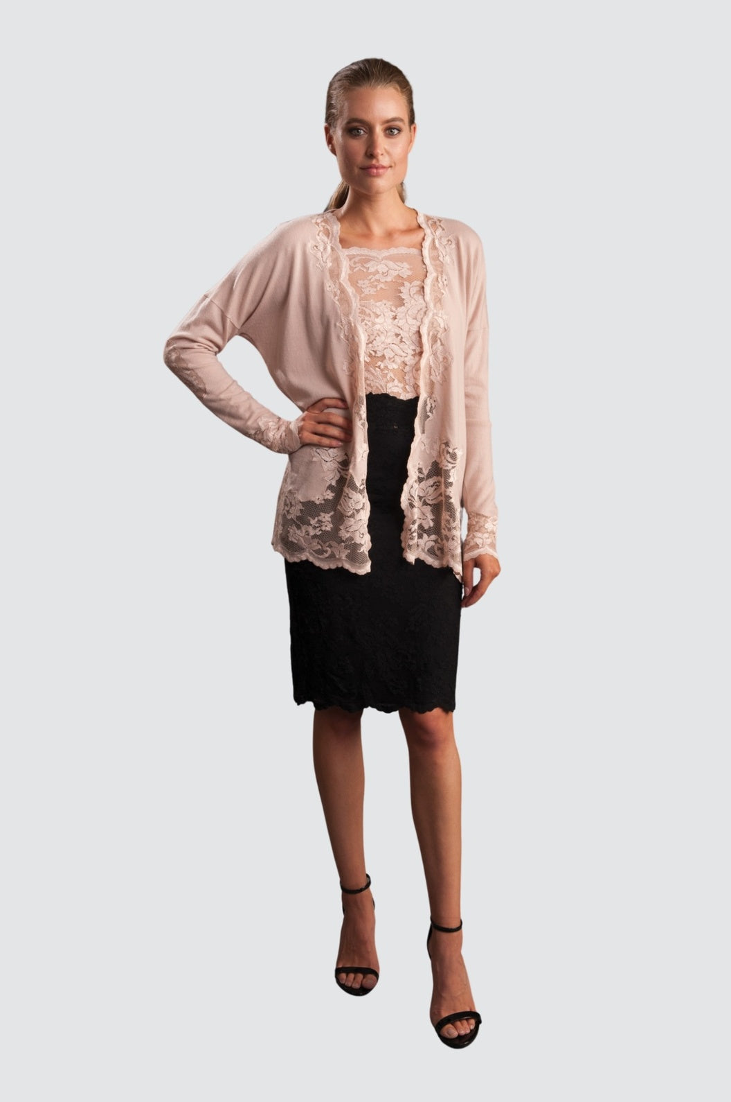 Cashmere & Lace Open Cardigan