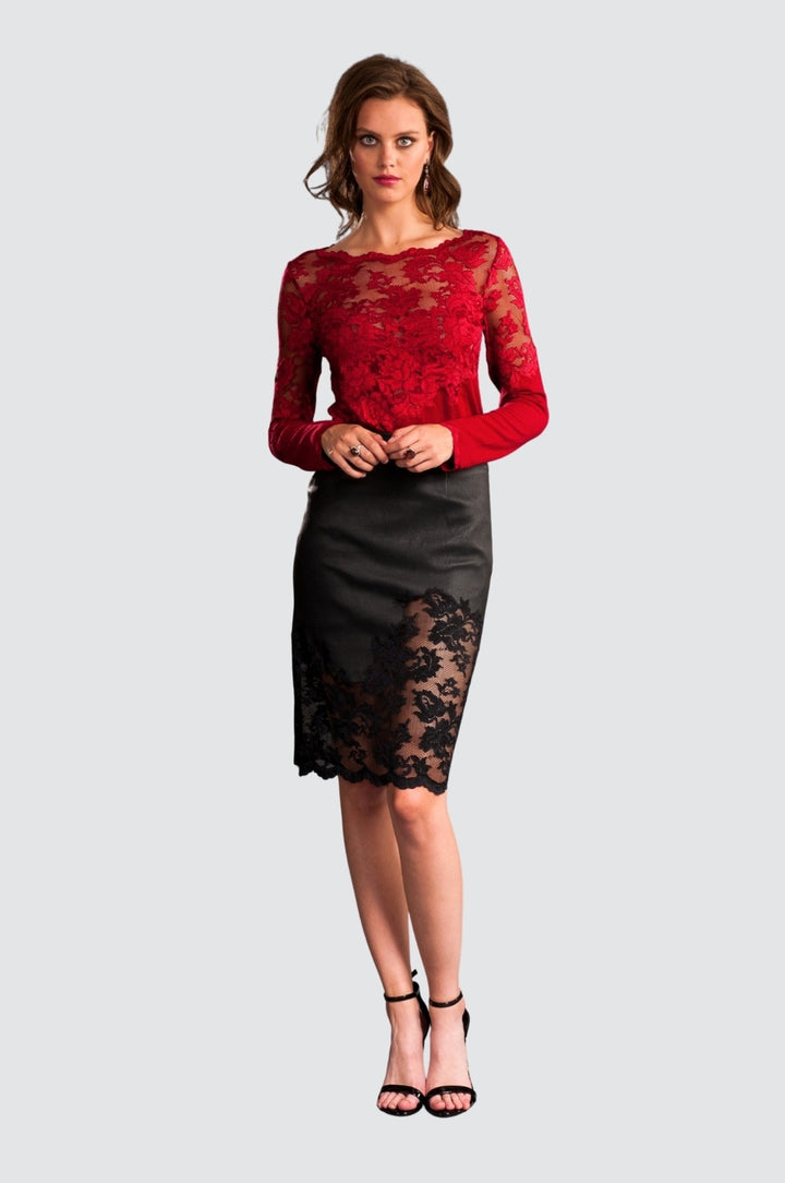 Lace-Accented Cashmere Sweater