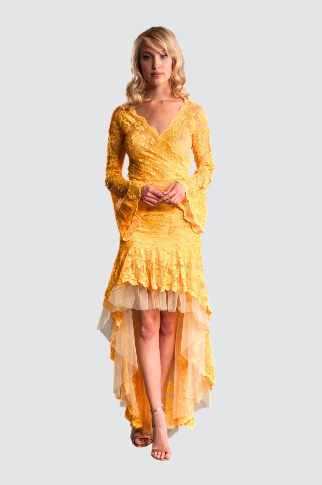 Lace Top & High-Low Skirt Matching Set