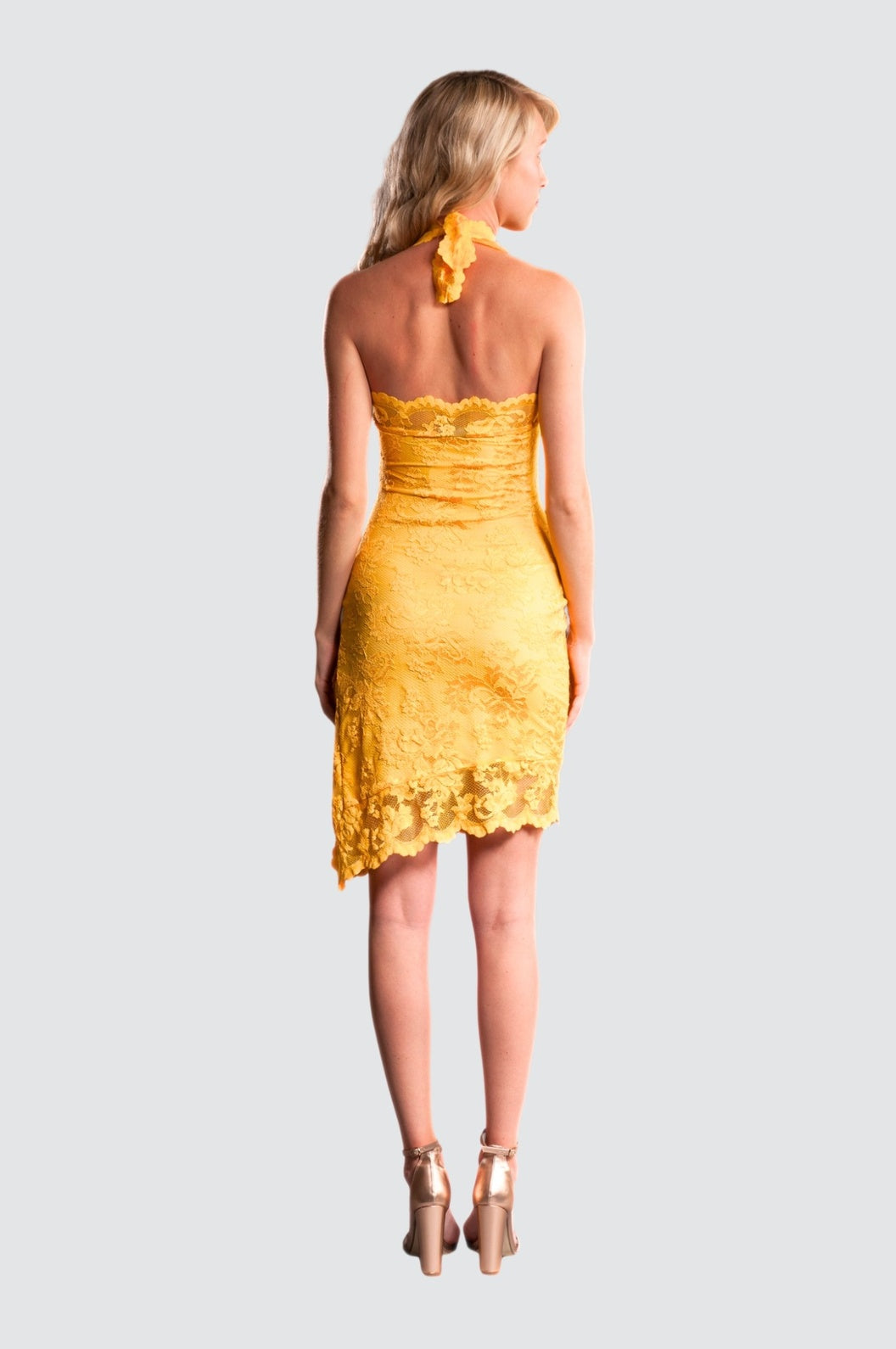 Asymmetrical Scalloped Hem Mini Dress