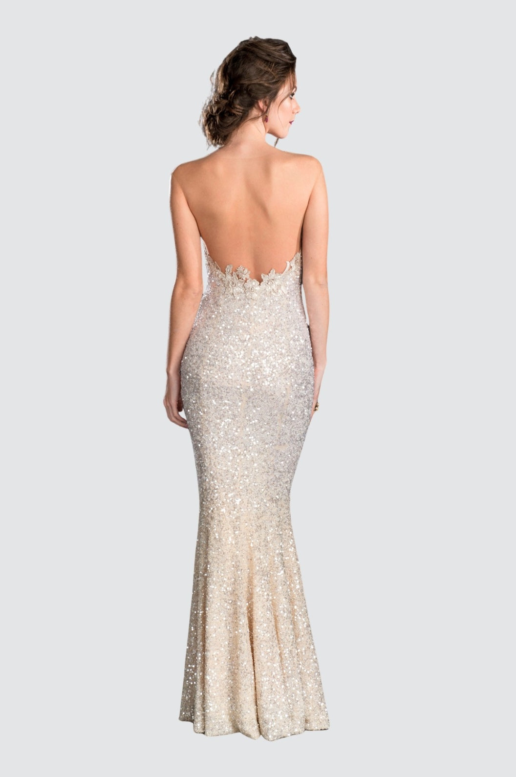 Sequin Illusion Neck Mermaid Flare Gown Olvi's Lace Sequin Illusion Neck Mermaid Flare Gown Olvi's Lace