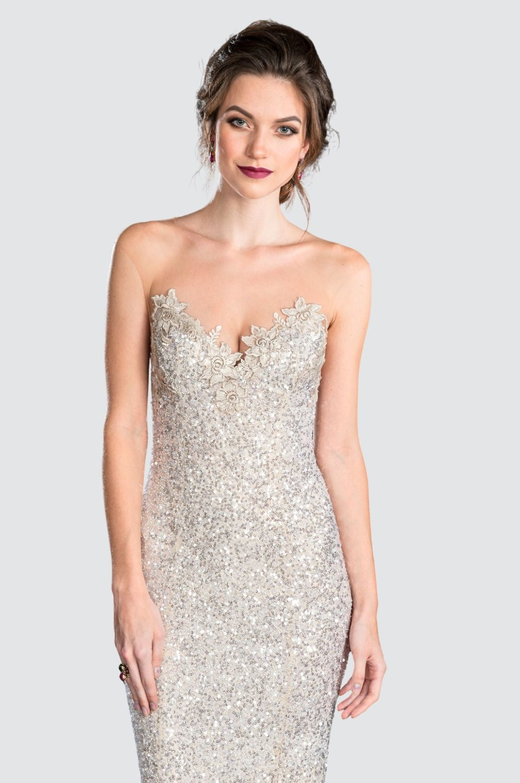 Sequin Illusion Neck Mermaid Flare Gown Olvi's Lace Sequin Illusion Neck Mermaid Flare Gown Olvi's Lace