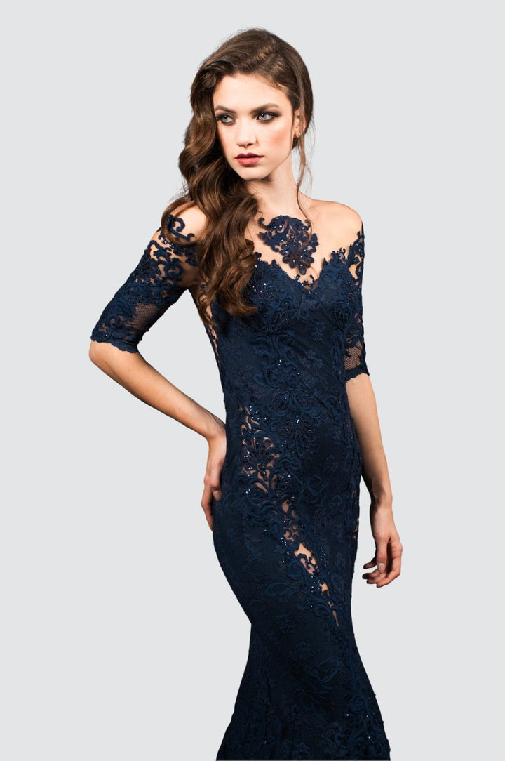 Mermaid Gown with Illusion Neck