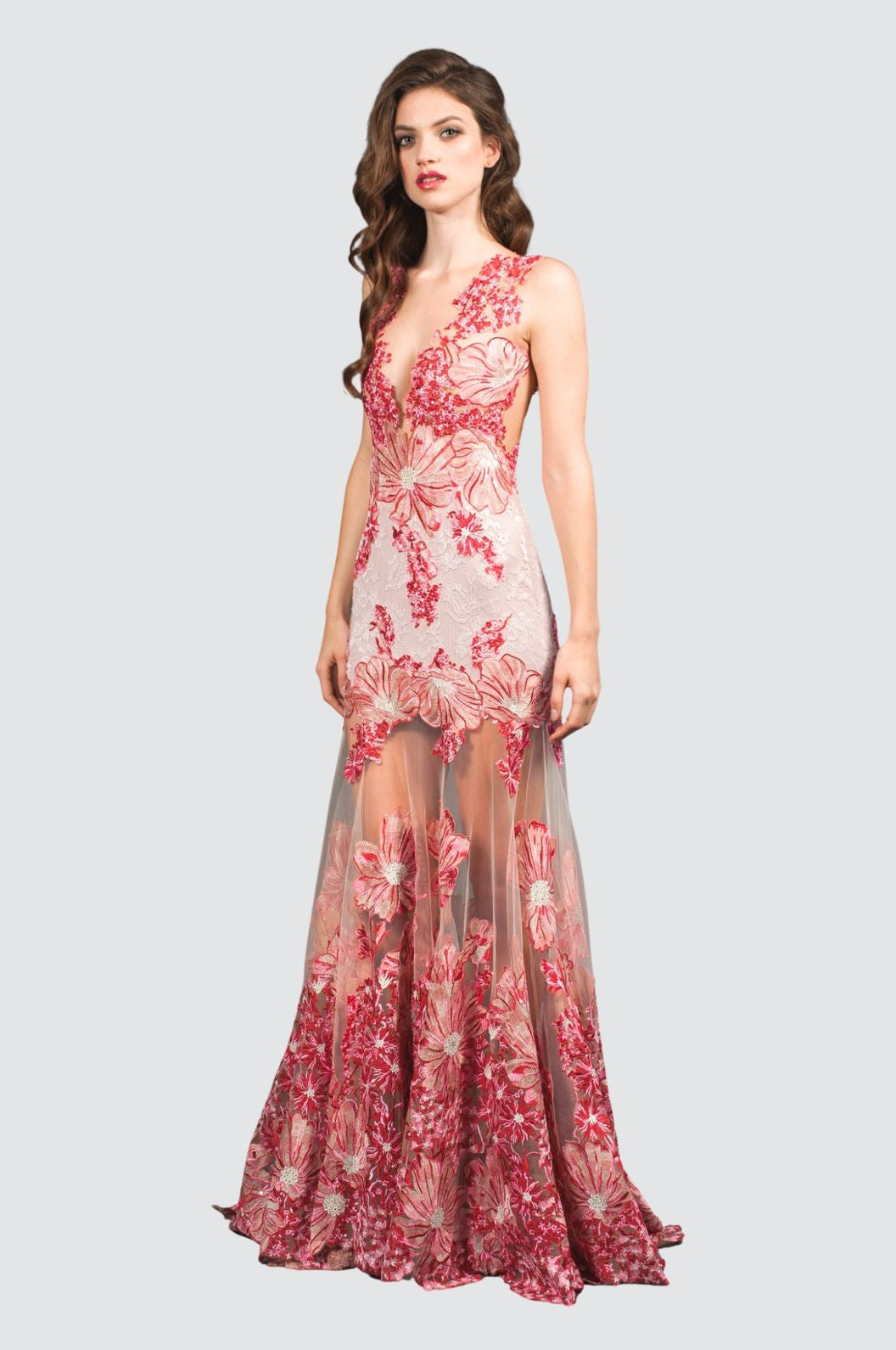 Robe longue avec jupe transparente