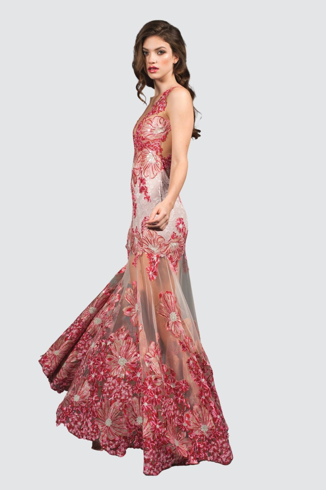 Robe longue avec jupe transparente