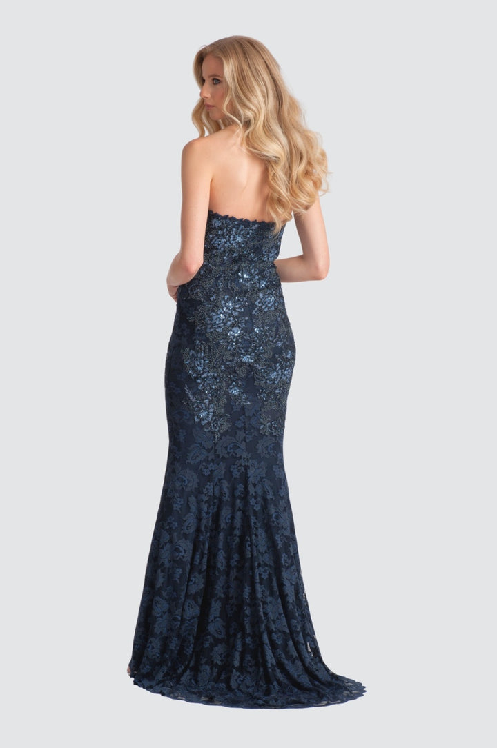 Strapless Lace Gown with Sequin Detail