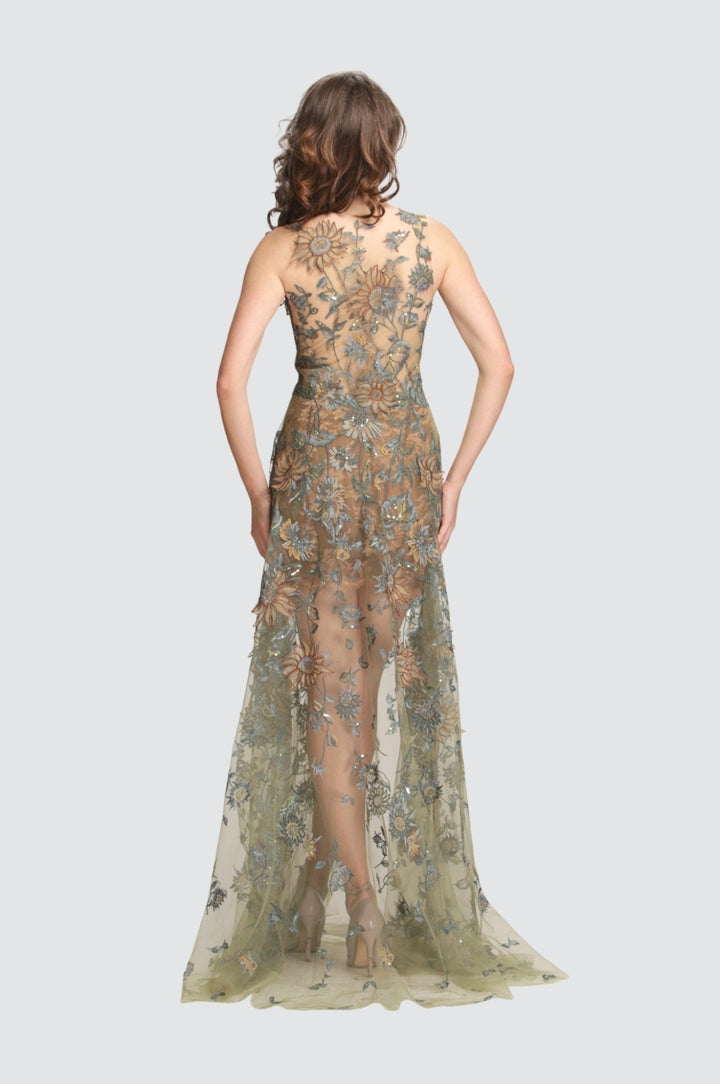 Elegant Floral Embroidered Evening Gown