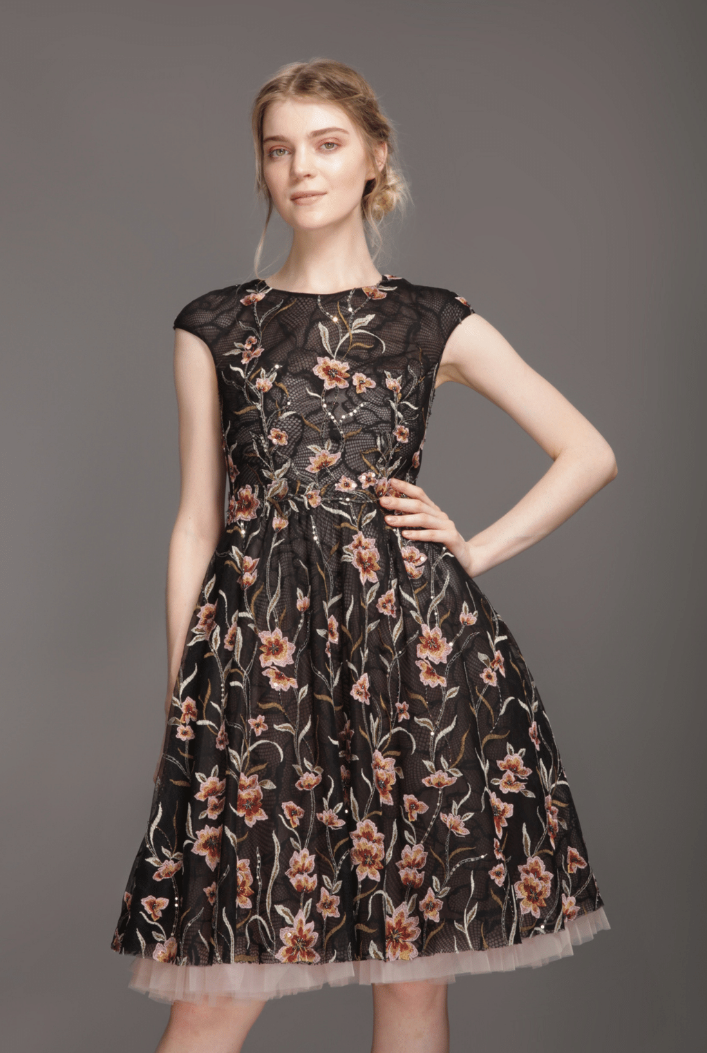 Black mesh tutu flare dress-0