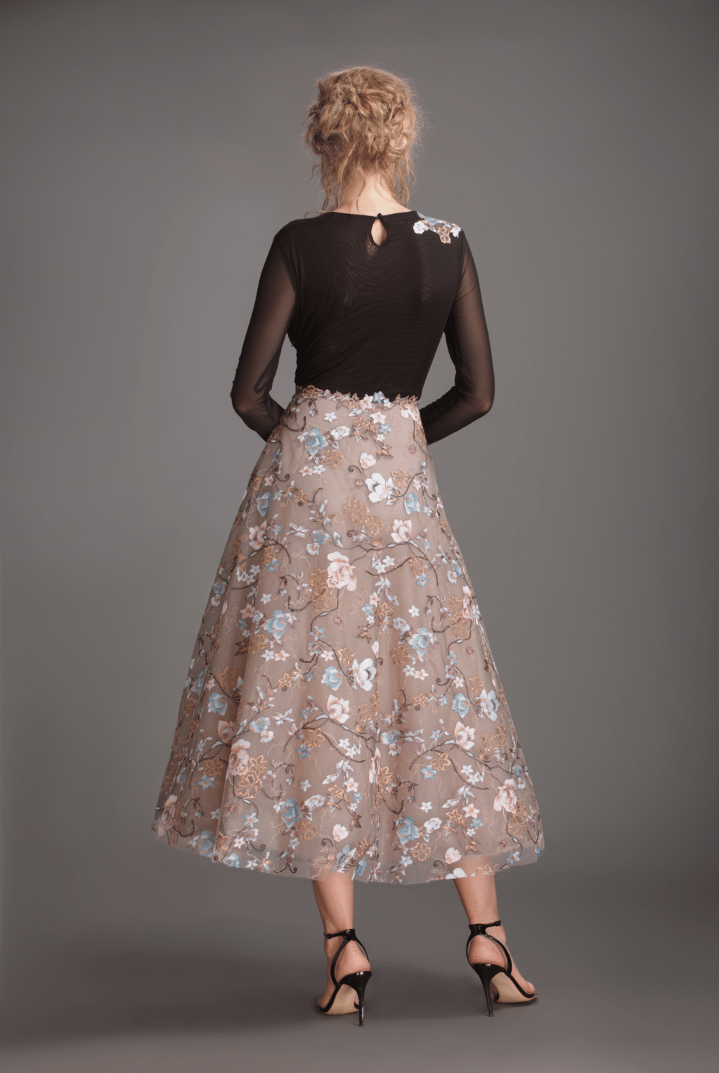 Floral flare tutu dress with full sleeves-1