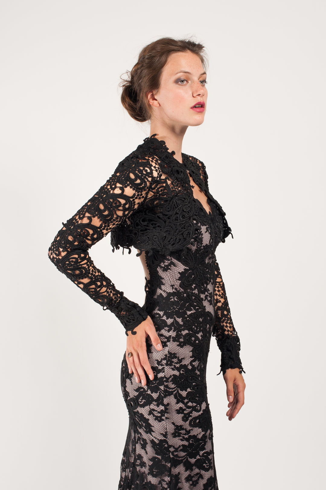 black bolero jacket for evening dress Alex Evenings Petite Empire-Waist & White / 6P while the glitter Lace Black Bolero Jackets For
