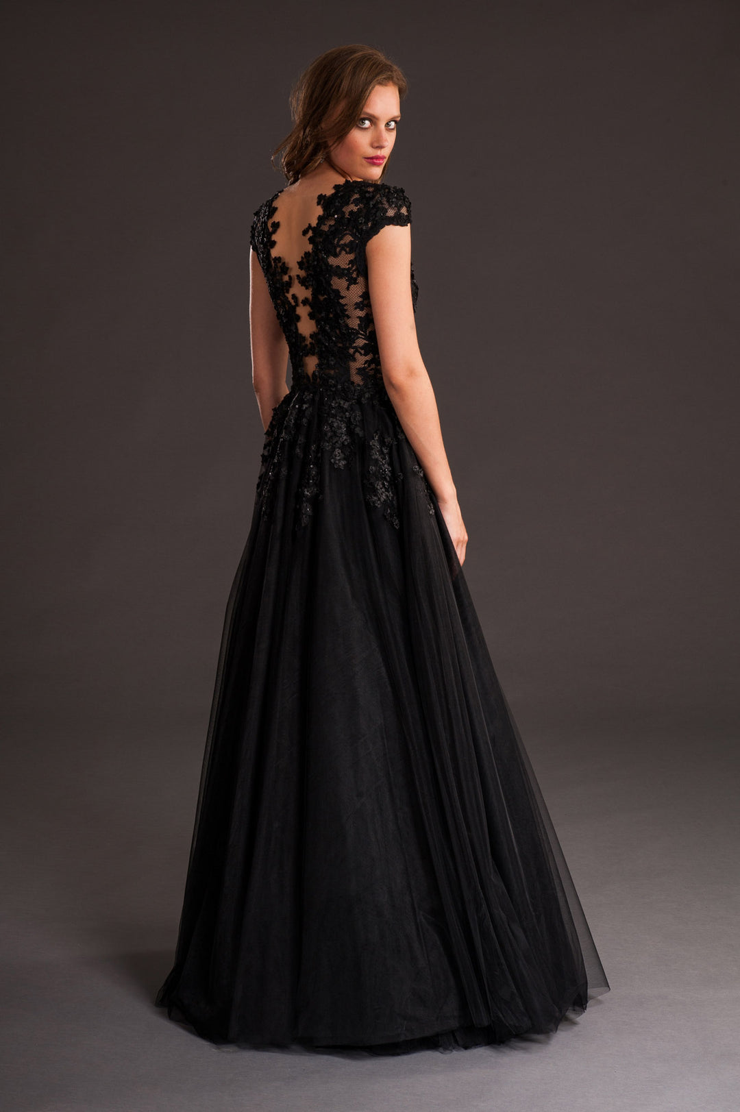 Black embellished floral long gown-1