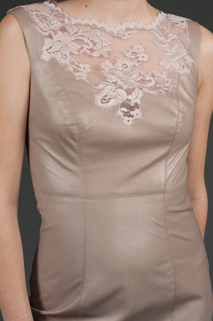 Leather Dress with Lace Detail-2