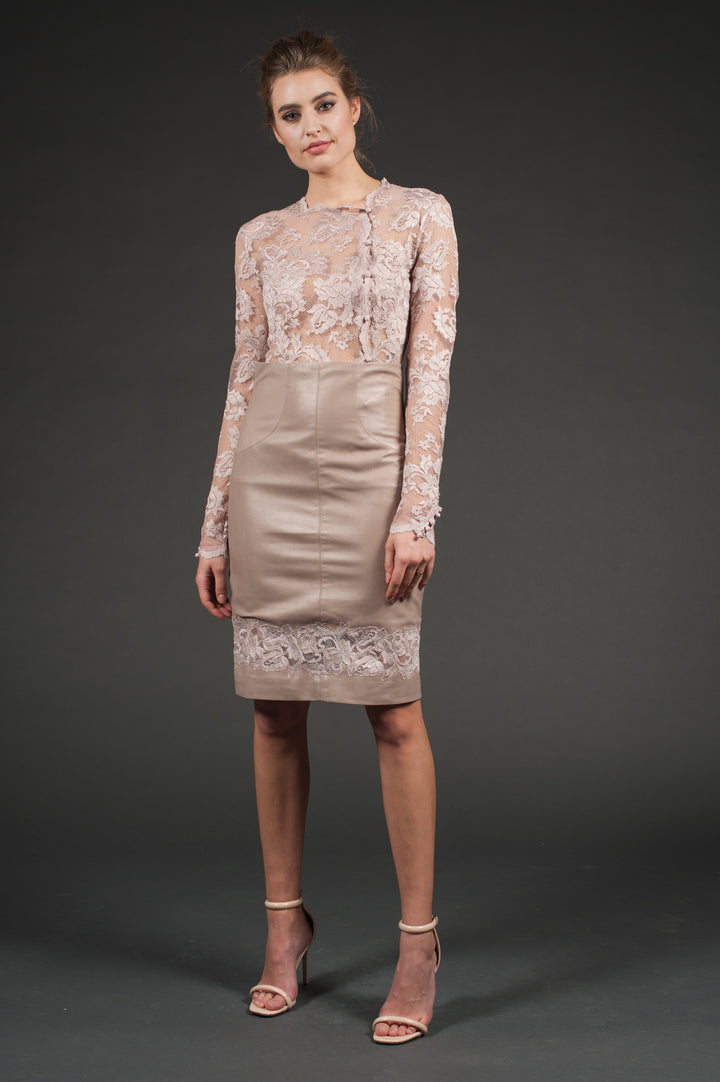 Leather & Lace pencil skirt-0