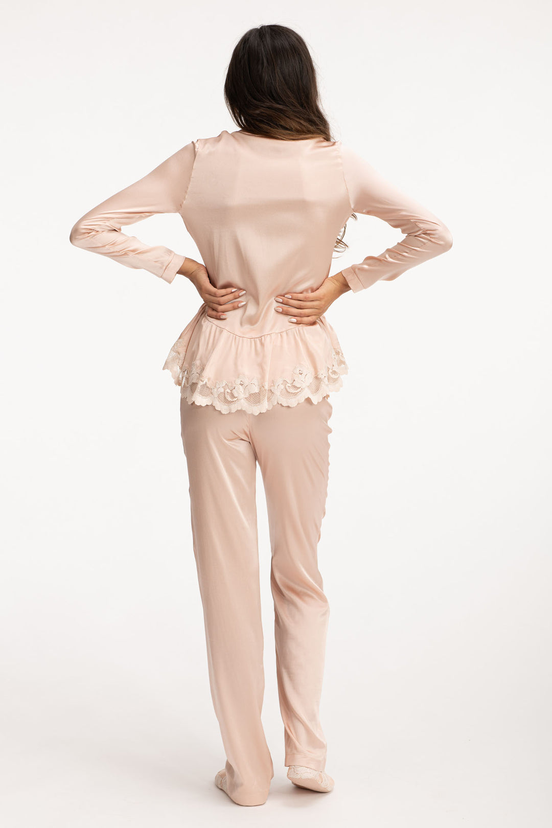 Silk Beige Pajama Pants-2
