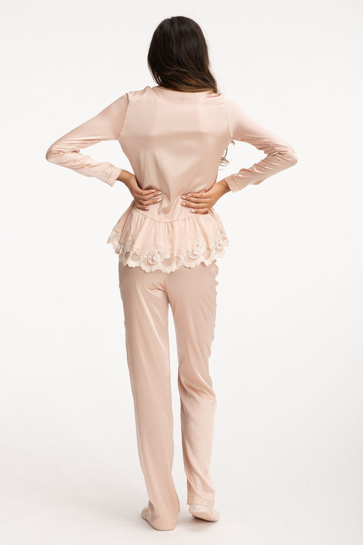 Silk Beige Pajama Pants-2