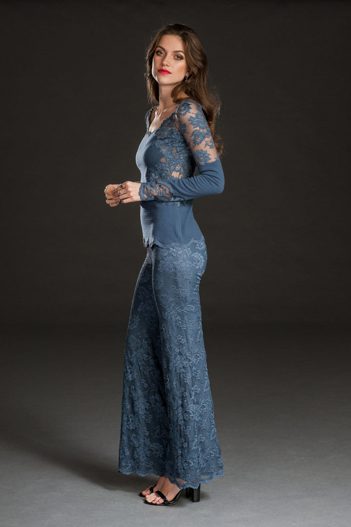 Blue Cashmere & Lace Sweater-3