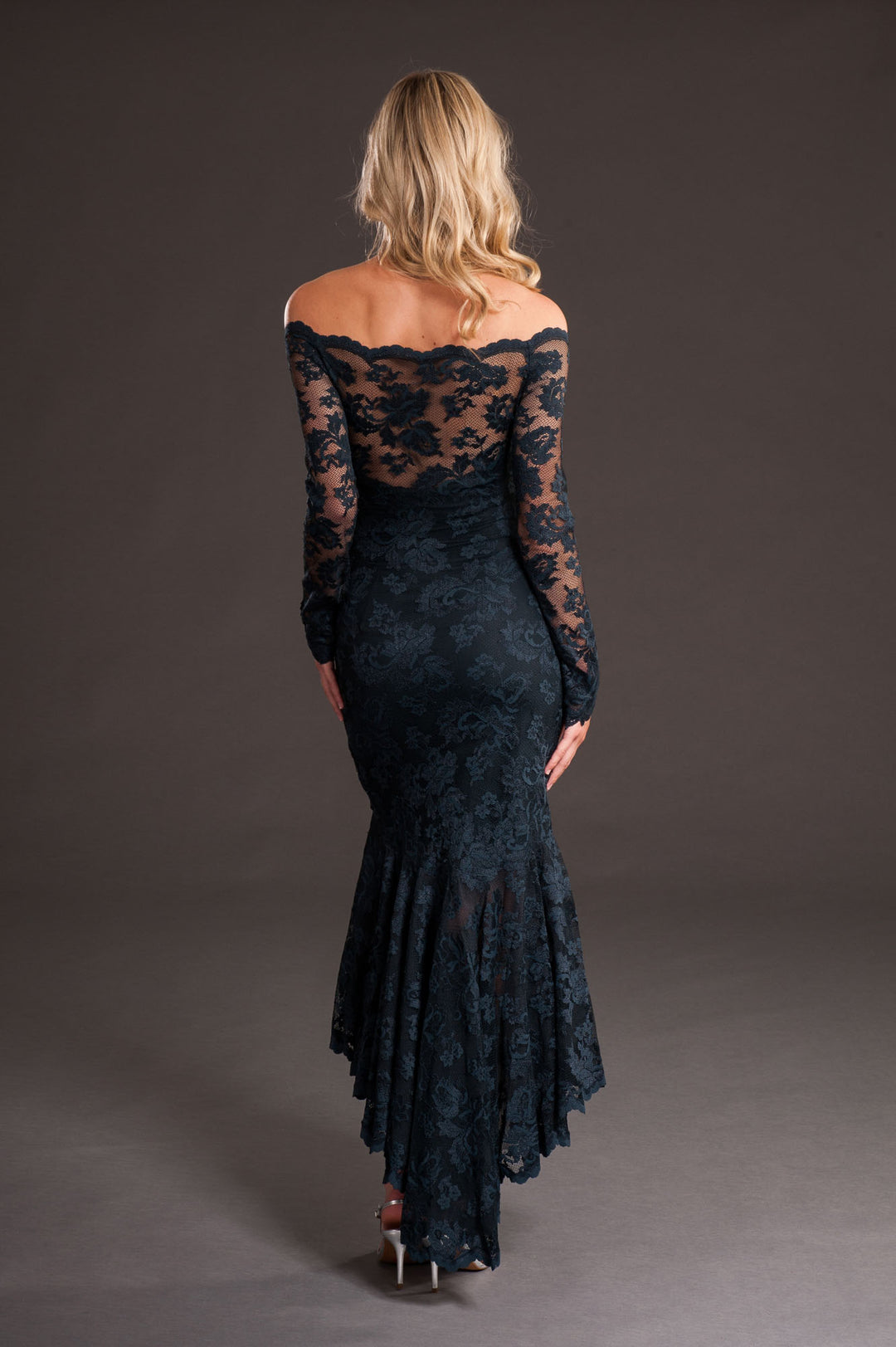 Off-Shoulder High Low Lace Dress-1