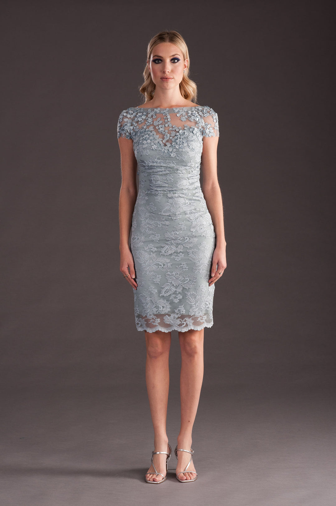 Soft Grey Cocktail Dress with Open Back-0