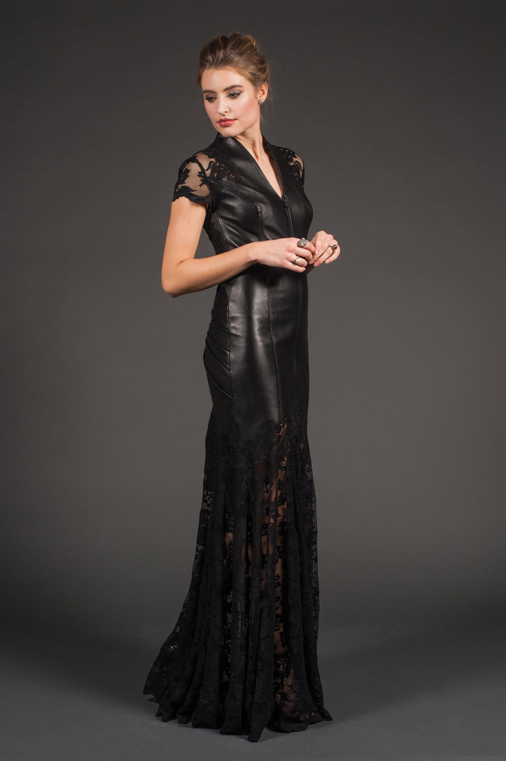 Black Long Leather Gown-1