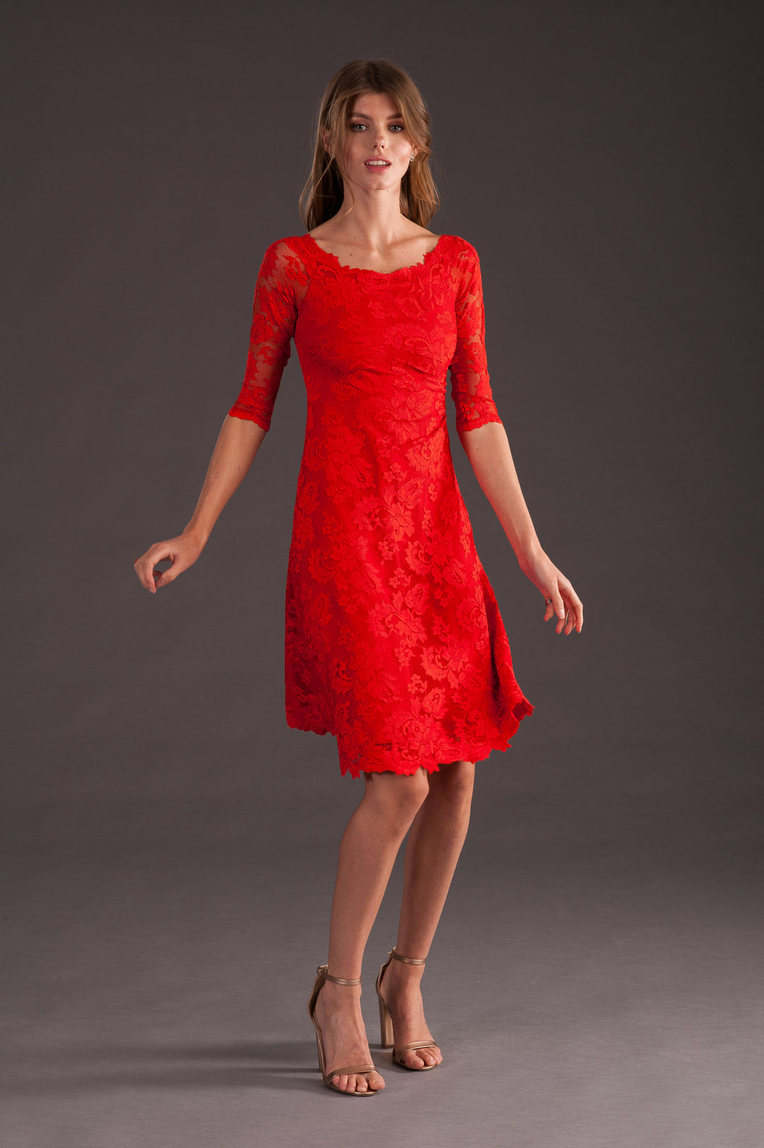 Red Classic Cocktail Dress-4