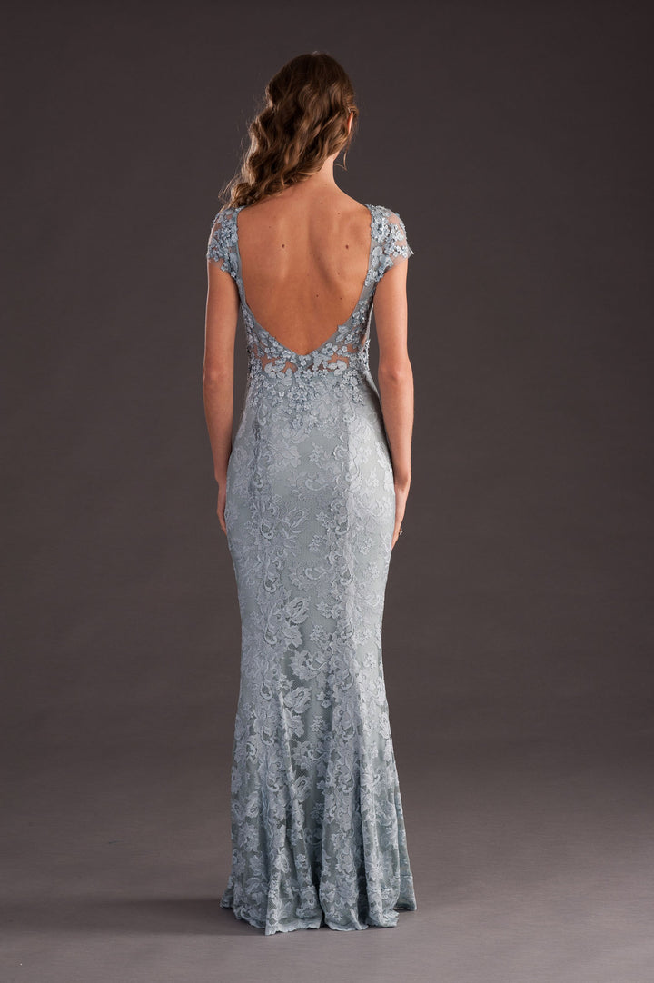 Grey Gown with Open Back-3