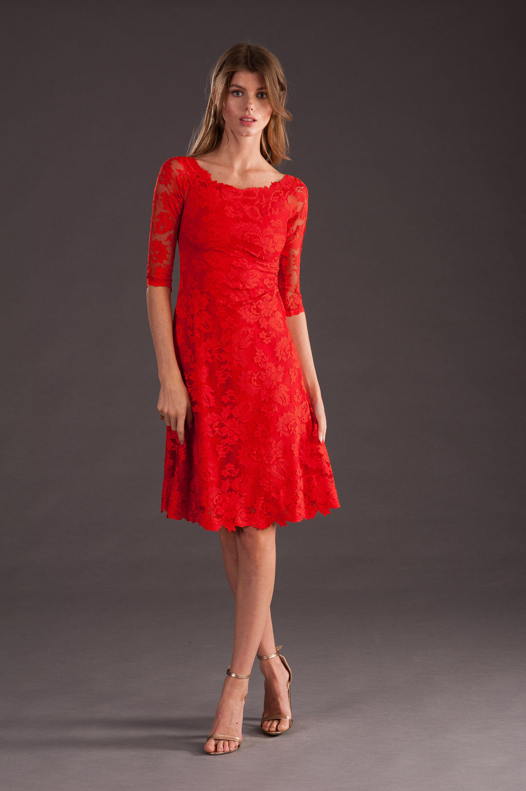 Red Classic Cocktail Dress-0
