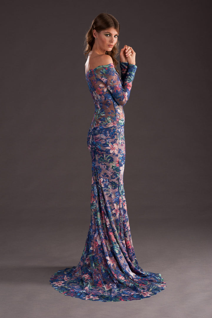 Floral Print Lace Gown-2