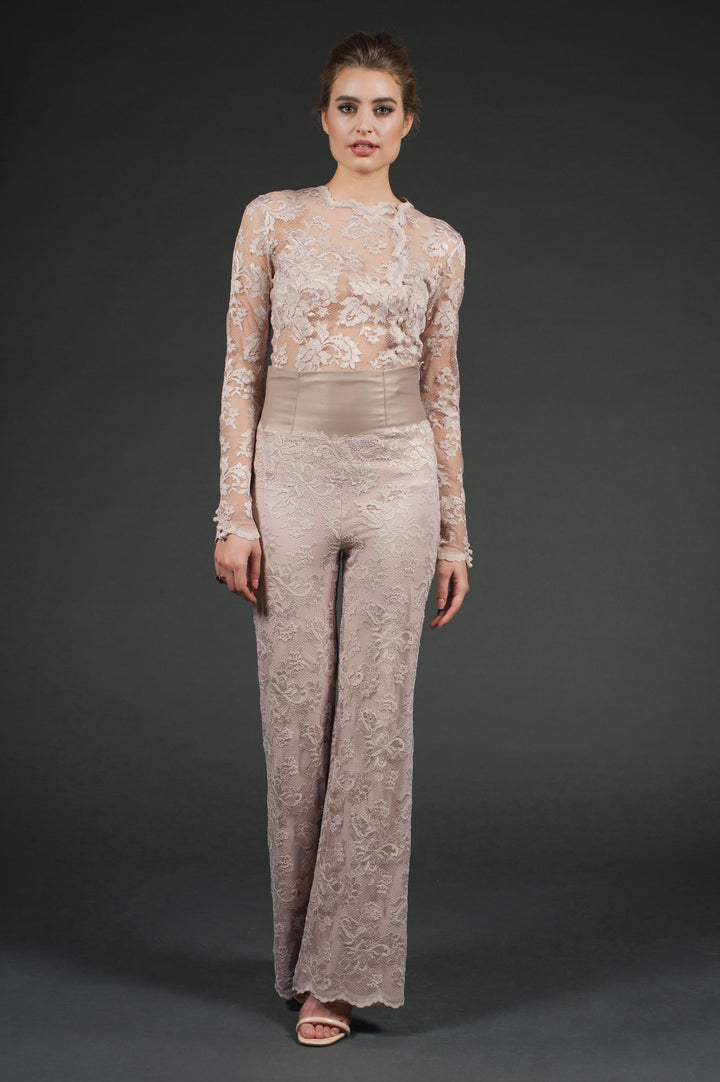 Lace &  Genuine Leather Trousers-3