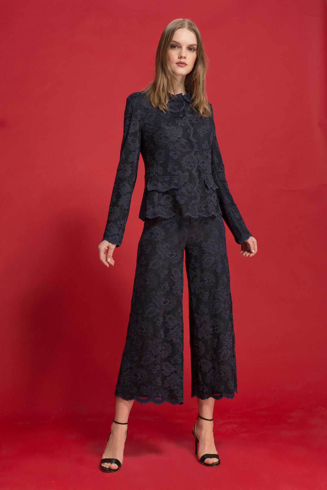 Lace Jacket with Faux Pockets-0