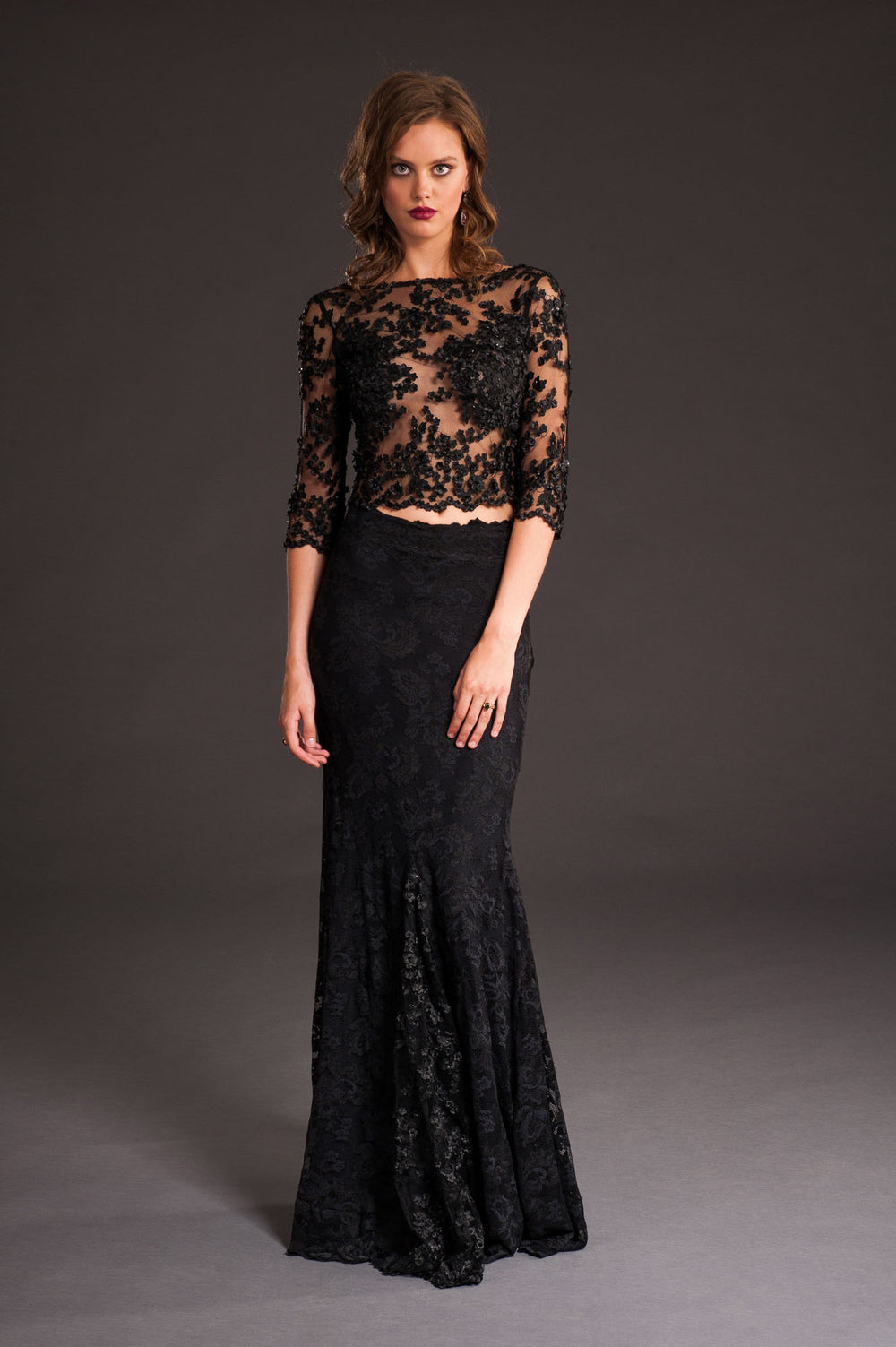 Black Lace Skirt with Train-1