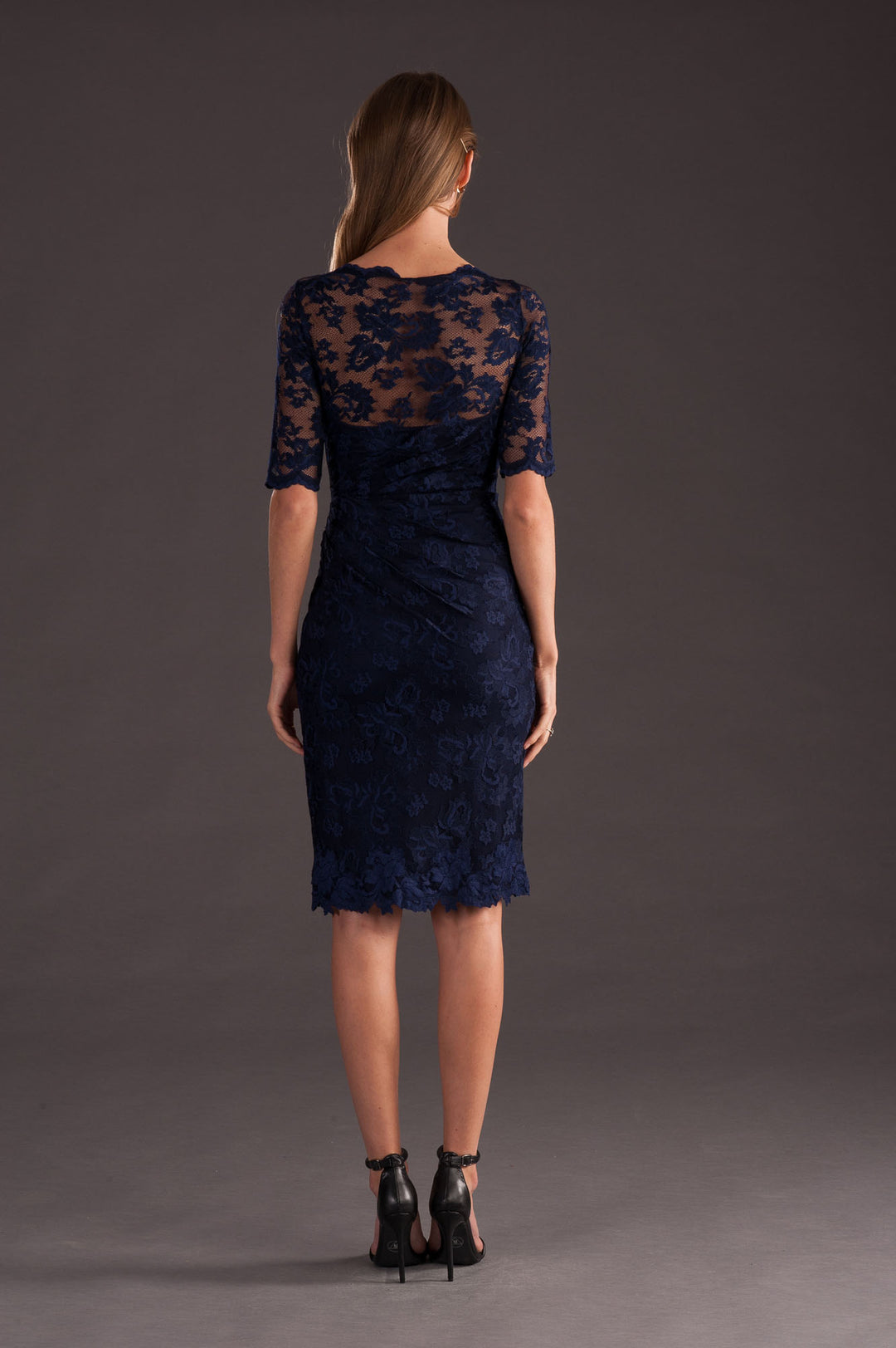 Classic Short Sleeve Lace Dress-5
