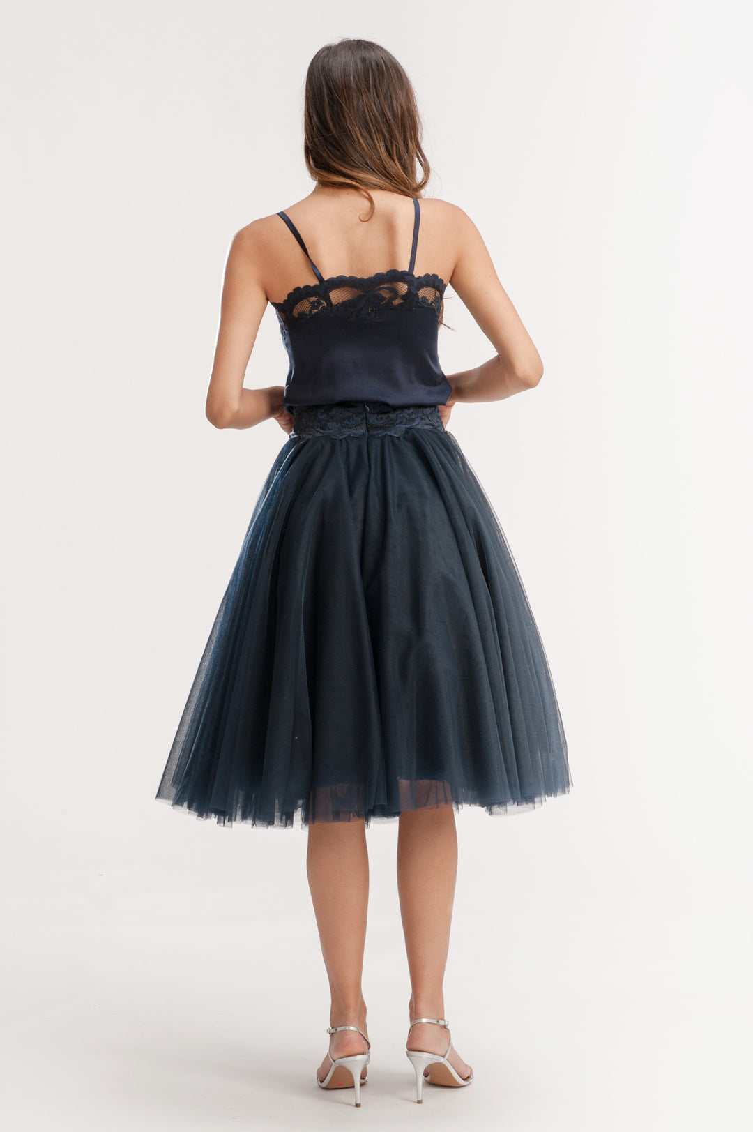 Dark Blue Midi Tulle Skirt-3