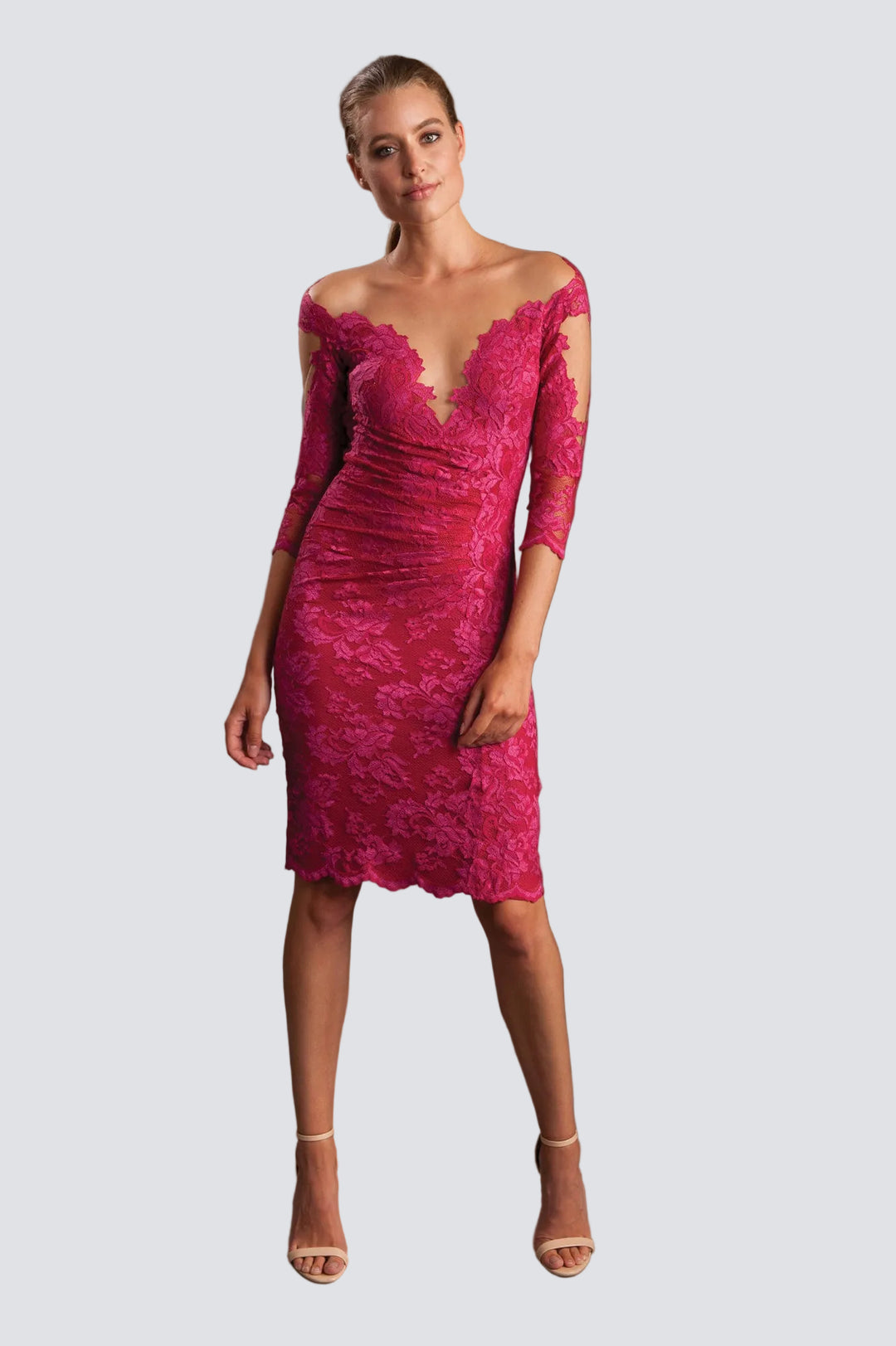 Open Back Imperial Rose Cocktail Lace Dress Open Back Imperial Rose Cocktail Lace Dress