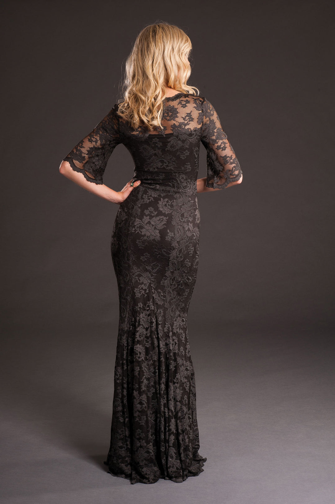 Dark Brown Lace Gown-4