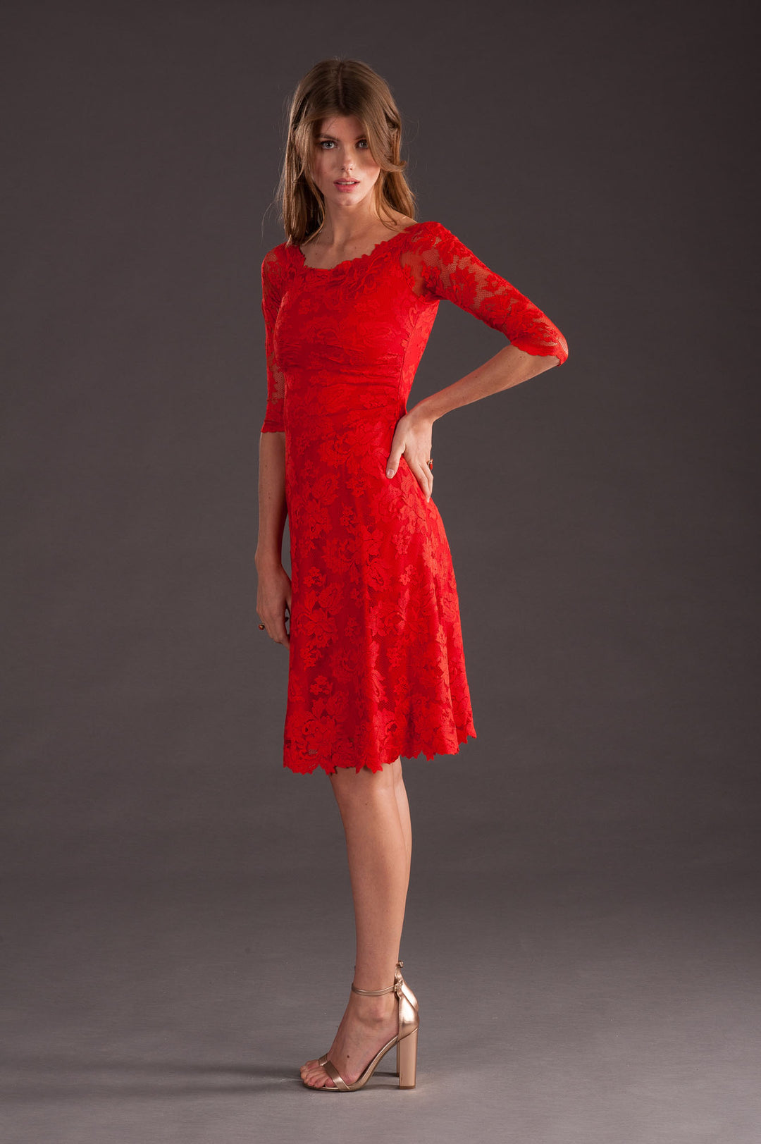 Red Classic Cocktail Dress-2