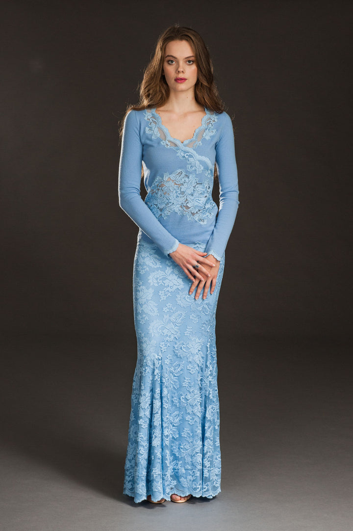 Light Blue Cashmere & Lace Sweater-3