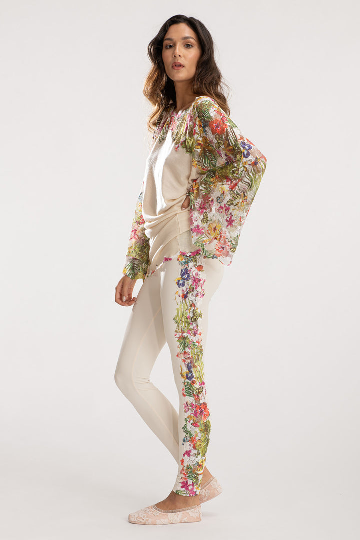 Cashmere Loungewear Top with Floral Details-2