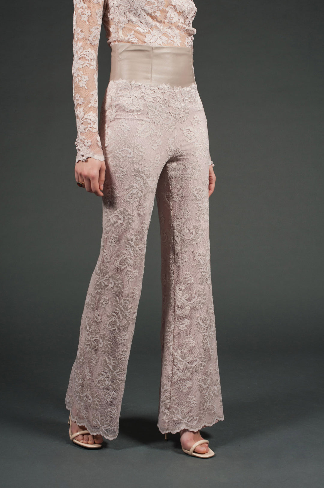 Lace &  Genuine Leather Trousers-5